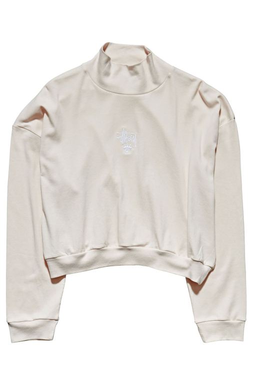 Stussy Womens Ellen Rib Turtleneck Long Sleeve T Shirt White - UQKFB6705